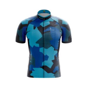 Jersey ciclismo camuflado geométrico azul