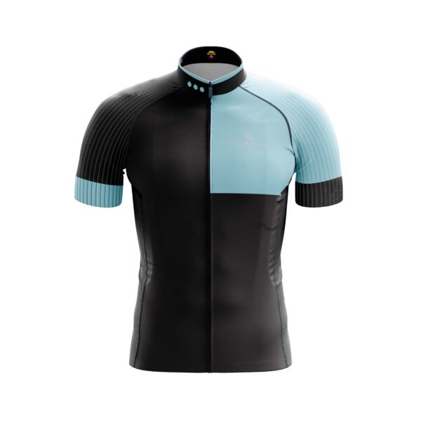 Jersey ciclismo geométrico azul y negro
