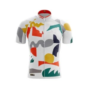 Jersey de ciclismo blanco, con colores abstracto