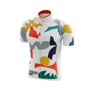 Jersey de ciclismo blanco, con colores abstracto