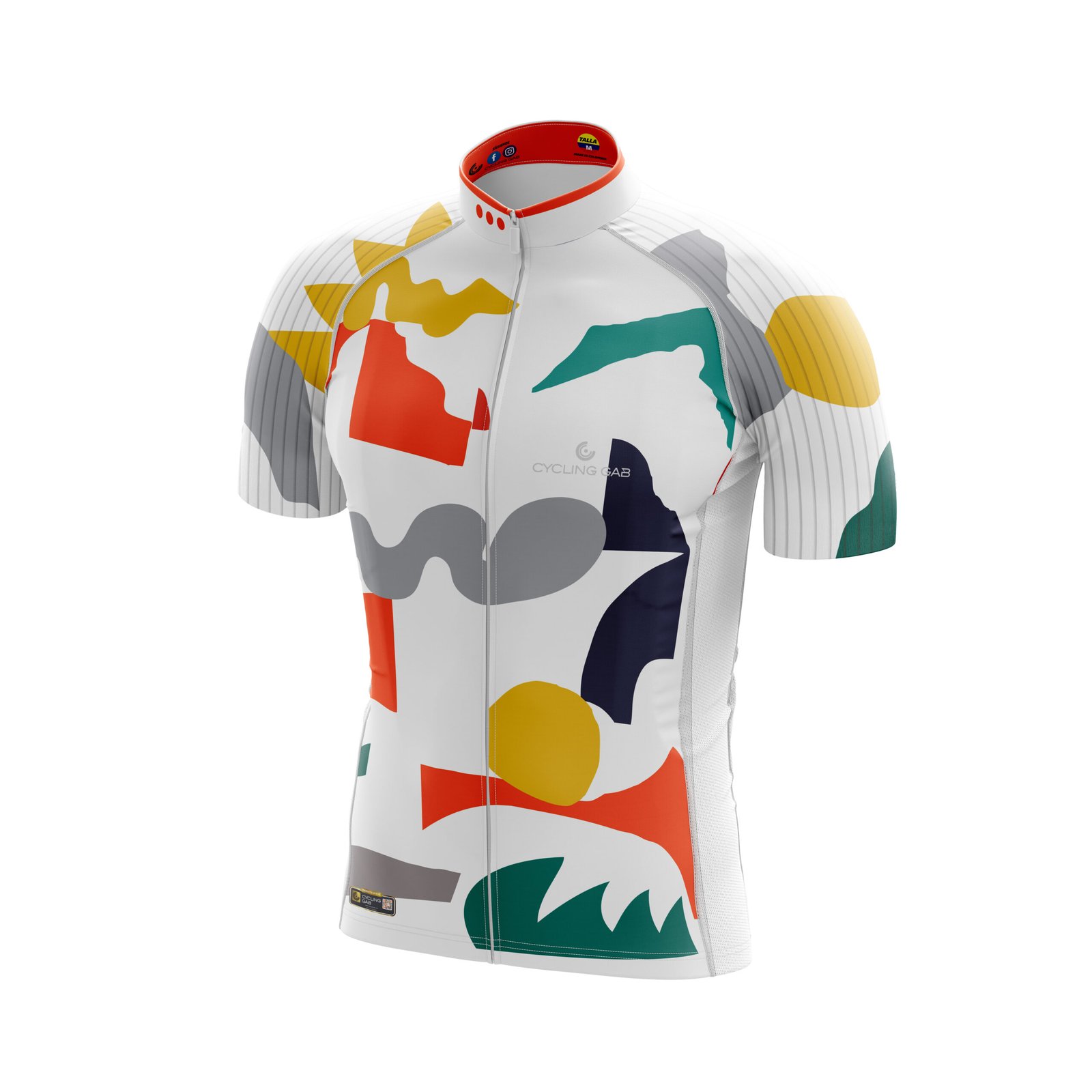 Jersey de ciclismo blanco, con colores abstracto - Image 2