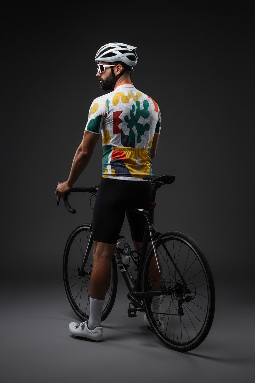 Jersey de ciclismo blanco, con colores abstracto - Image 6