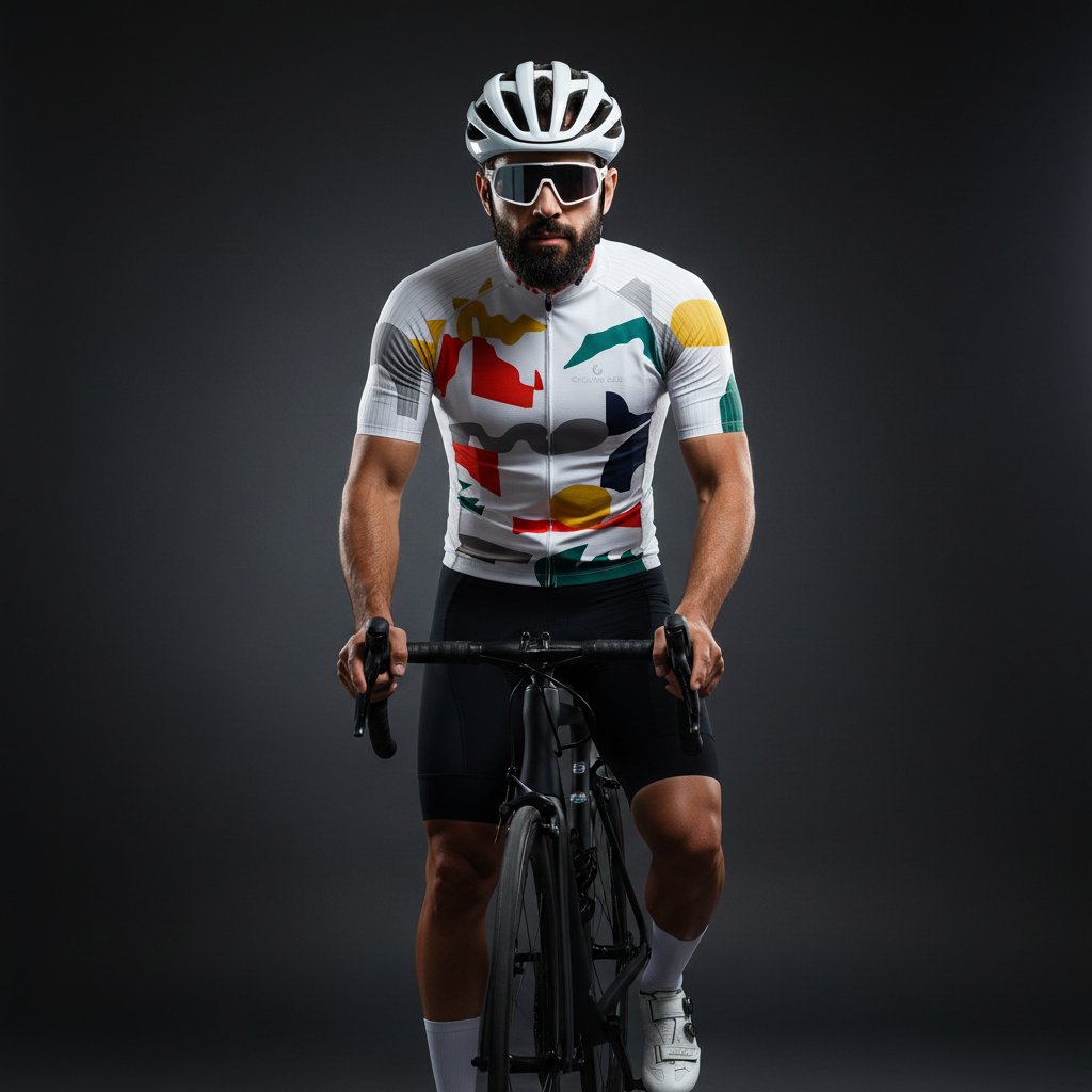 Jersey de ciclismo blanco, con colores abstracto - Image 5