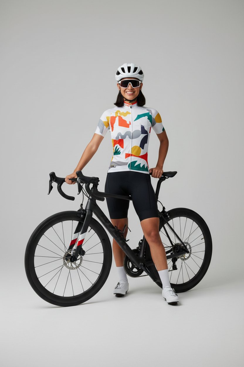 Jersey de ciclismo blanco, con colores abstracto - Image 11