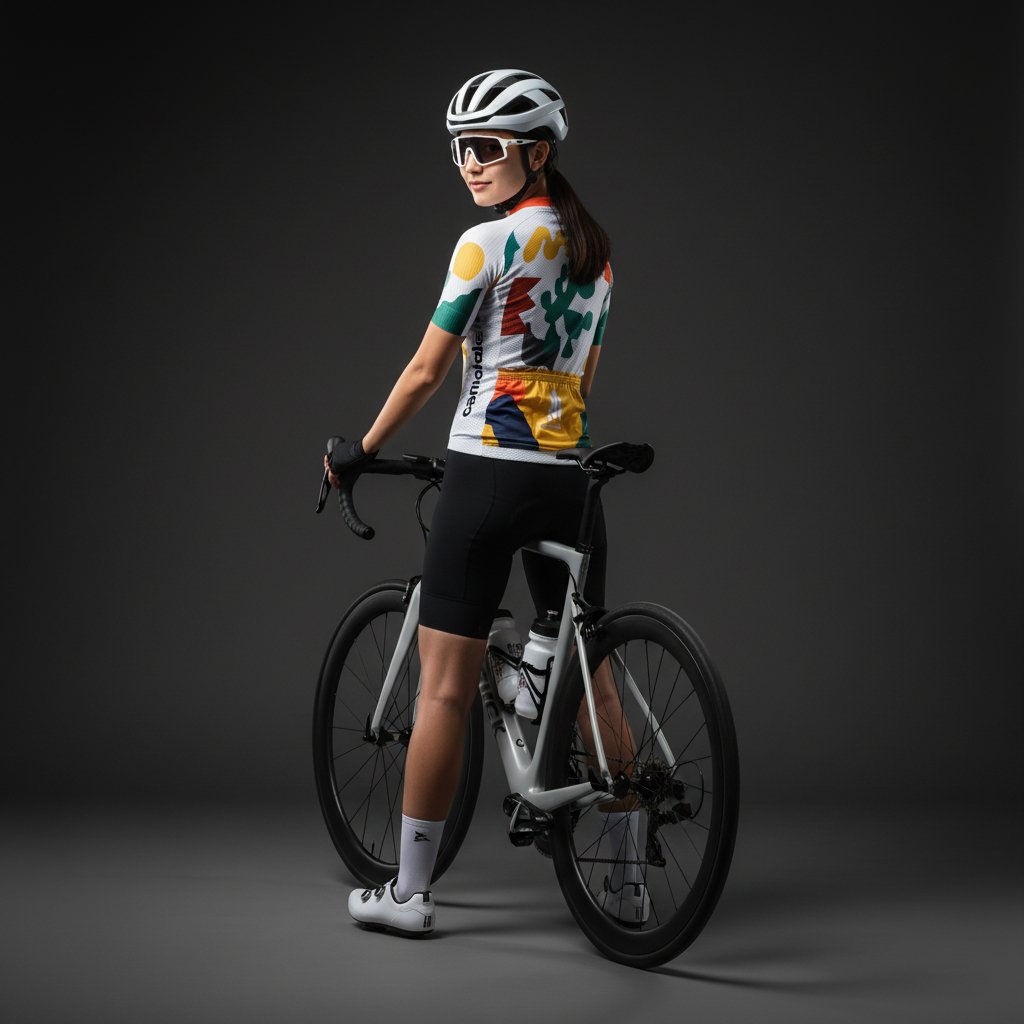 Jersey de ciclismo blanco, con colores abstracto - Image 12