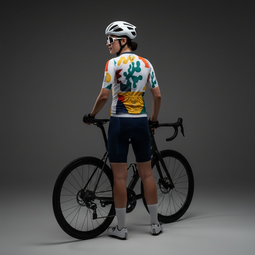 Jersey de ciclismo blanco, con colores abstracto - Image 13